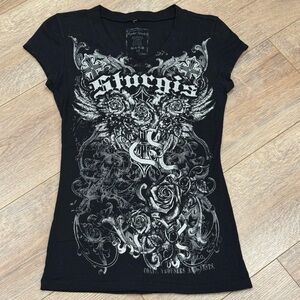 Edgy Black Sturgis Graphic Women's Tee
